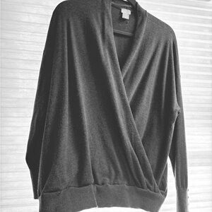 Chico's Dark Gray V-Neck Sweater, beautiful gold buttons on lower sleeves